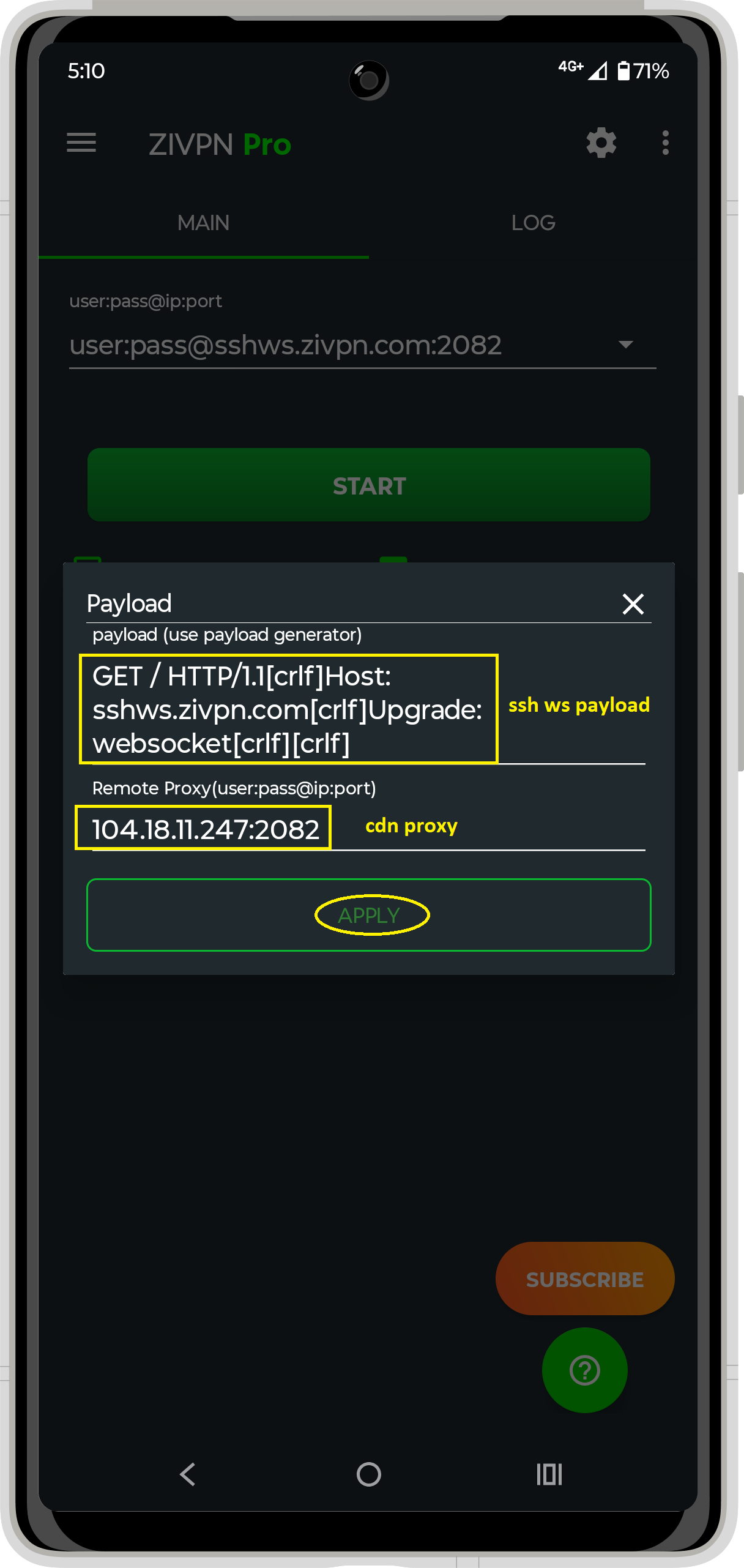 SSH Proxy + Payload Setup Step 2